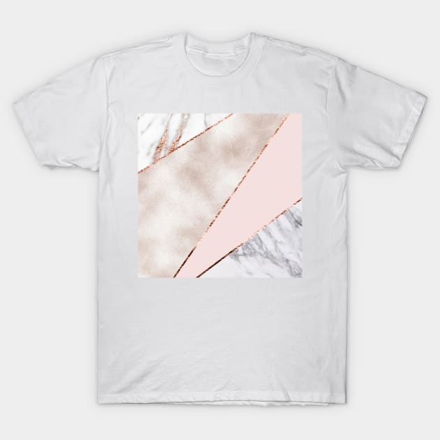 Shimmering rose gold with rose gold marble T-Shirt by marbleco